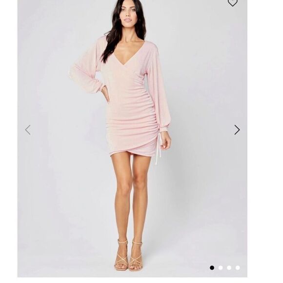 NWT l*space women's melissa dress size xl in light pink shimmer w/ ruched‎ side - Picture 5 of 14